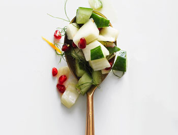 Chopped cucumber, pear, fennel salad